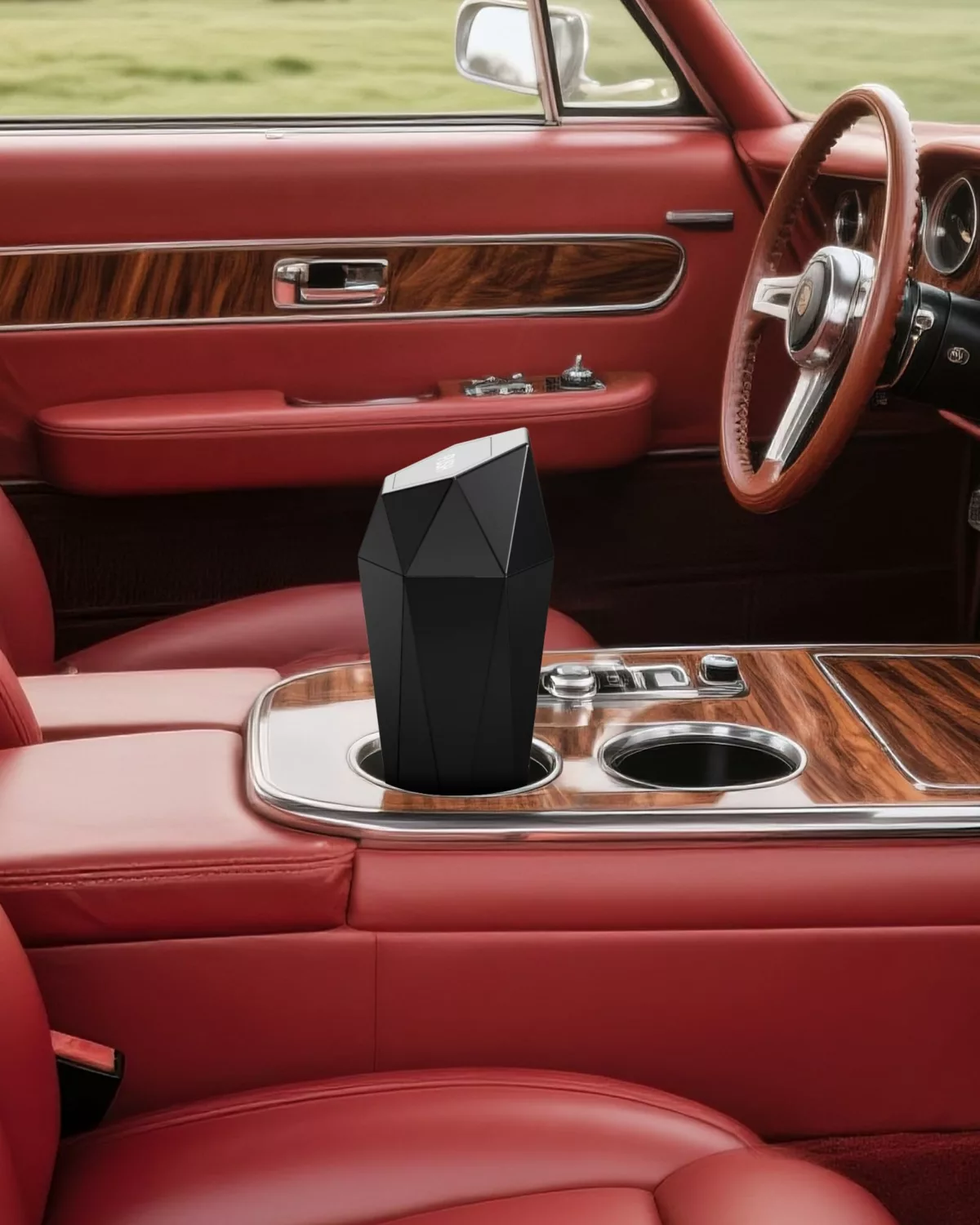 Car trash can lid 2-pack leakproof car garbage bin 30 trash bags interior organizer black