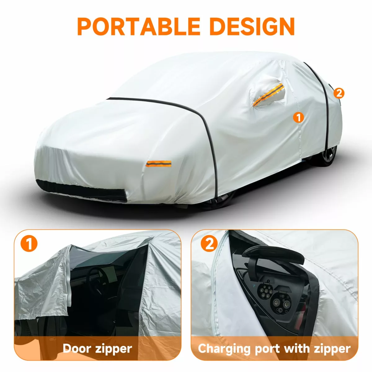 Tesla model y waterproof outdoor car cover 300d heavy-duty all-weather charging port access