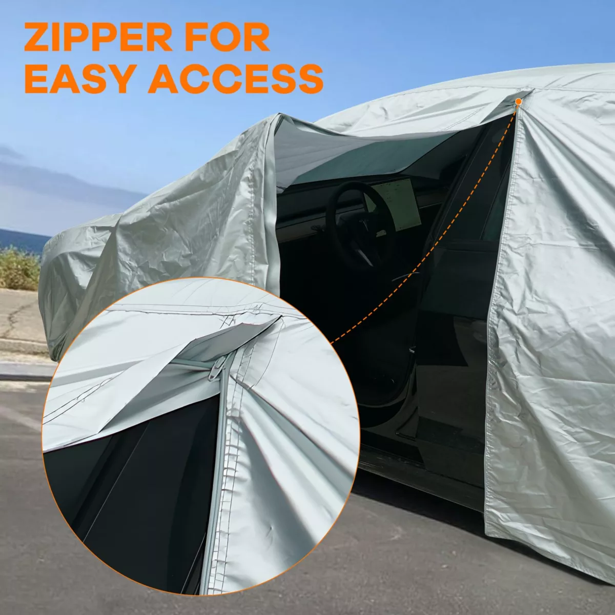 Tesla model y waterproof outdoor car cover 300d heavy-duty all-weather charging port access